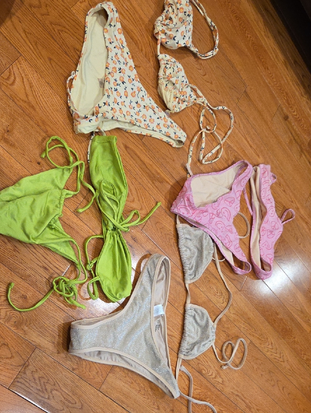 Garage Mixed Floral, Lime, Pink & Silver Bikini Set